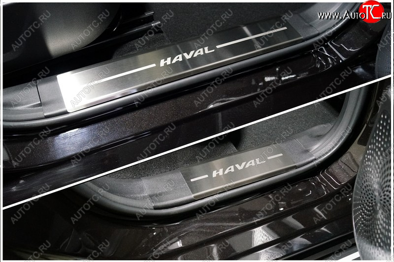 5 849 р. Накладки на пластиковые пороги, ТСС Тюнинг  Haval Jolion (2020-2025) дорестайлинг, рестайлинг (лист шлифованный надпись Haval)  с доставкой в г. Майкоп