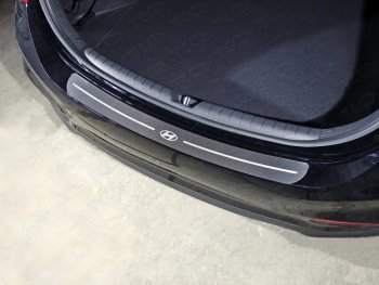 Накладки на задний бампер, ТСС Тюнинг Hyundai Solaris  HCR (2017-2020) седан дорестайлинг (лист шлифованный логотип Hyundai)