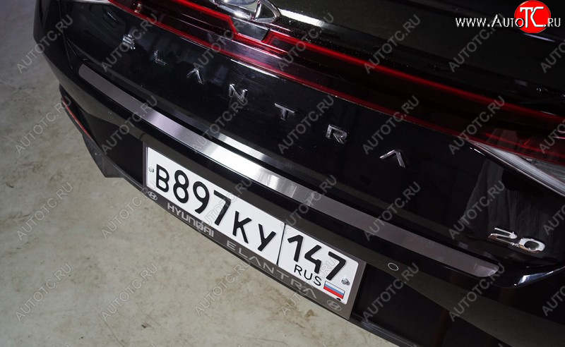 1 849 р. Накладка на задний бампер, ТСС Тюнинг  Hyundai Elantra  CN7 (2020-2023) (Лист шлифованный)  с доставкой в г. Майкоп