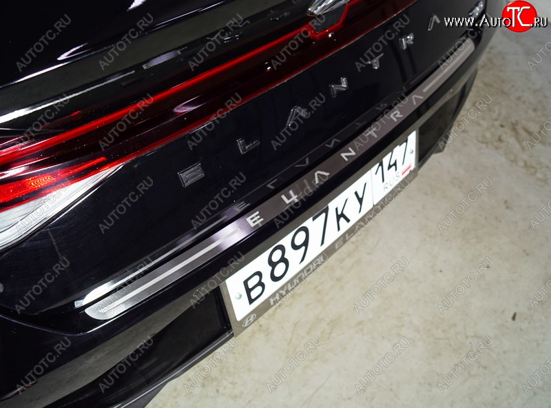 2 689 р. Накладка на задний бампер, ТСС Тюнинг  Hyundai Elantra  CN7 (2020-2023) (лист шлифованный надпись Elantra)  с доставкой в г. Майкоп
