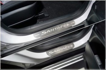 Накладки на пороги, ТСС Тюнинг Hyundai Santa Fe  TM (2020-2022) рестайлинг (лист шлифованный надпись Santa Fe)