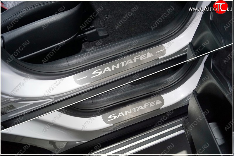 4 699 р. Накладки на пороги, ТСС Тюнинг  Hyundai Santa Fe  TM (2020-2022) рестайлинг (лист шлифованный надпись Santa Fe)  с доставкой в г. Майкоп