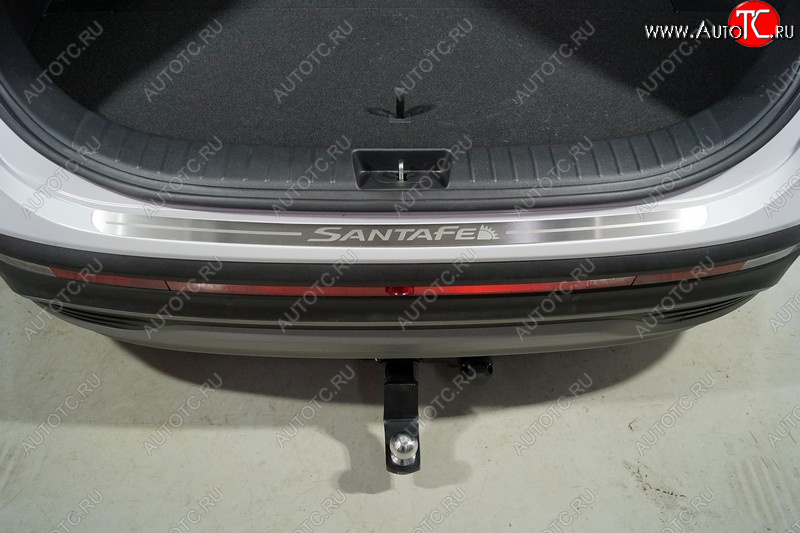 2 999 р. Накладка на задний бампер, ТСС Тюнинг  Hyundai Santa Fe  TM (2020-2022) рестайлинг (лист шлифованный надпись Santa Fe)  с доставкой в г. Майкоп