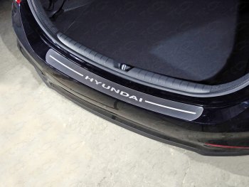 Накладка на задний бампер, ТСС Тюнинг Hyundai Solaris  HCR (2017-2020) седан дорестайлинг (лист шлифованный надпись Hyundai)