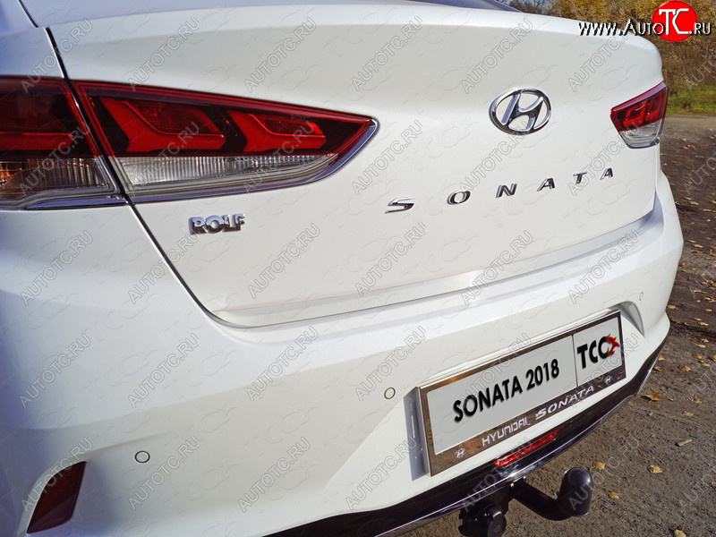 1 599 р. Накладка на заднюю дверь ТСС Тюнинг  Hyundai Sonata  LF (2017-2019) рестайлинг (Лист шлифованный)  с доставкой в г. Майкоп