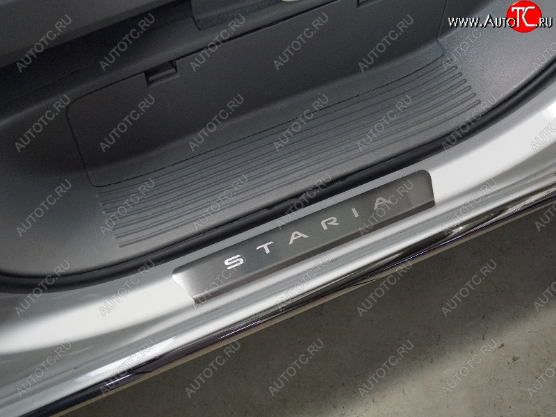 2 269 р. Накладки на передние пороги, ТСС Тюнинг  Hyundai Staria  US4 (2021-2022) (лист шлифованный надпись Staria)  с доставкой в г. Майкоп