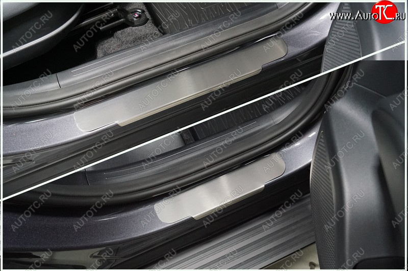 3 689 р. Накладки на пороги, ТСС Тюнинг  Hyundai Tucson  TL (2018-2021) рестайлинг (лист шлифованный)  с доставкой в г. Майкоп