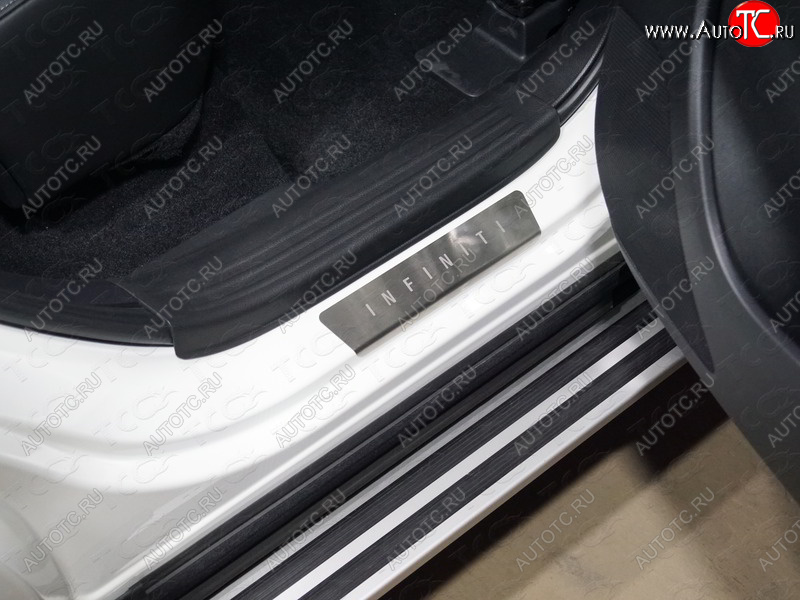 2 999 р. Накладки на задние пороги, ТСС Тюнинг  INFINITI Qx50  J55 (2017-2022) (лист шлифованный надпись Infiniti)  с доставкой в г. Майкоп