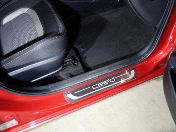 Накладки на пороги, ТСС Тюнинг KIA Ceed  2 JD (2012-2016) дорестайлинг универсал, дорестайлинг, хэтчбэк (лист шлифованный надпись CEED)