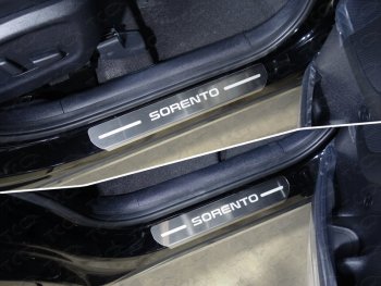 Накладки на пороги, ТСС Тюнинг KIA Sorento  UM/Prime (2018-2020) рестайлинг (лист шлифованный надпись Sorento)