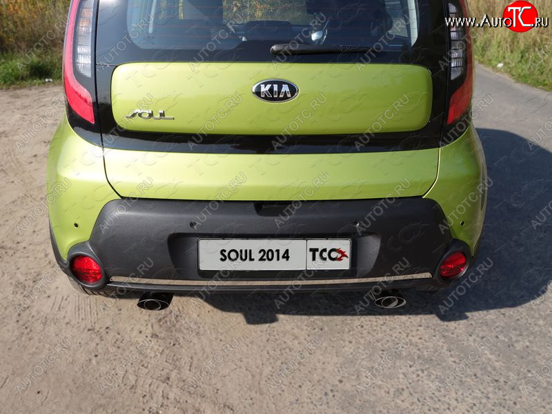 999 р. Накладка на задний бампер, ТСС Тюнинг  KIA Soul  PS (2014-2016) дорестайлинг (лист шлифованный)  с доставкой в г. Майкоп