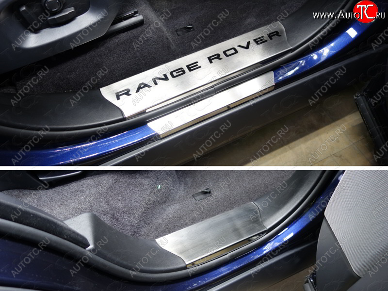 9 999 р. Накладки на пластиковые пороги, ТСС Тюнинг  Land Rover Range Rover Sport  2 L494 (2013-2017) дорестайлинг (лист шлифованный надпись Range Rover)  с доставкой в г. Майкоп