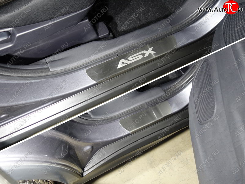 3 399 р. Накладки на пороги, ТСС Тюнинг  Mitsubishi ASX (2017-2020) 2-ой рестайлинг (лист шлифованный надпись ASX)  с доставкой в г. Майкоп