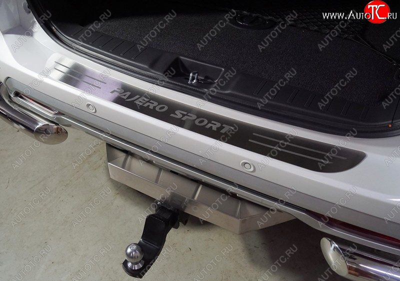 4 299 р. Накладка на задний бампер, ТСС Тюнинг  Mitsubishi Pajero Sport  QF (2019-2022) рестайлинг (лист шлифованный надпись Pajero Sport)  с доставкой в г. Майкоп