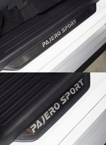 Накладки на пороги вставка, ТСС Тюнинг Mitsubishi Pajero Sport  QF (2019-2022) рестайлинг (лист шлифованный надпись Pajero Sport)