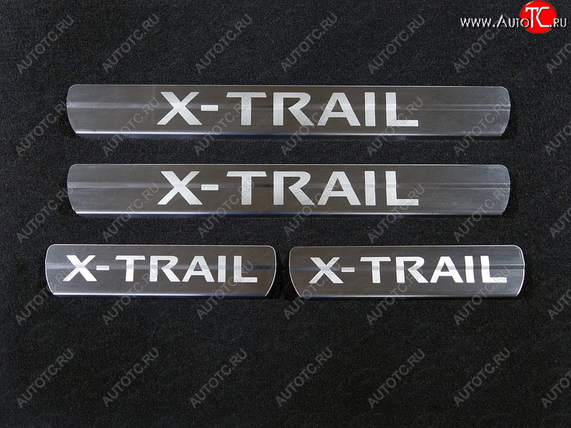 4 999 р. Накладки на пороги, ТСС Тюнинг  Nissan X-trail  3 T32 (2013-2018) дорестайлинг (лист шлифованный надпись X-Trai)  с доставкой в г. Майкоп