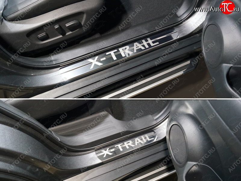 4 999 р. Накладки на пороги, ТСС Тюнинг  Nissan X-trail  3 T32 (2013-2018) дорестайлинг (лист шлифованный надпись X-Trail)  с доставкой в г. Майкоп