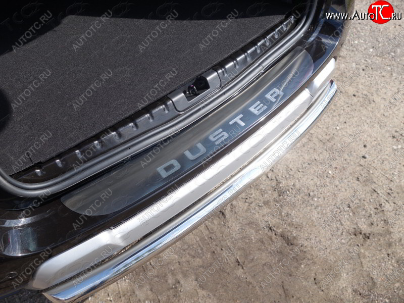 3 999 р. Накладка на задний бампер, ТСС Тюнинг  Renault Duster  HS (2015-2021) рестайлинг (лист шлифованный надпись Duster)  с доставкой в г. Майкоп