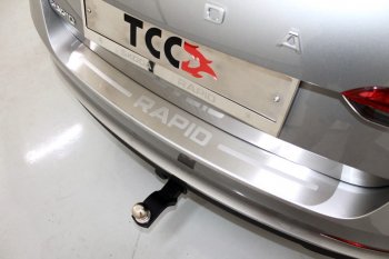 Накладка на задний бампер, ТСС Тюнинг Skoda Rapid ( NH1,  NH3) (2015-2020) хэтчбэк рестайлинг, рестайлинг лифтбэк (лист шлифованный надпись Rapid)