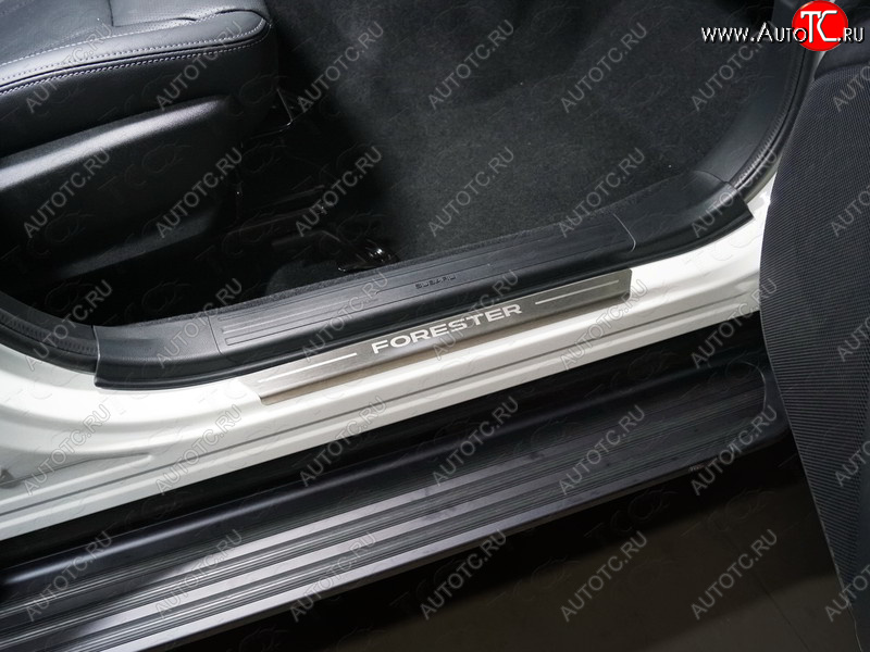 2 999 р. Накладки на пороги, ТСС Тюнинг  Subaru Forester  SK/S14 (2018-2021) дорестайлинг (лист шлифованный надпись Forester)  с доставкой в г. Майкоп