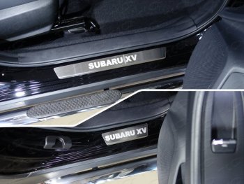 Накладки на пороги, ТСС Тюнинг Subaru XV  GP/G33 (2012-2016) дорестайлинг (лист шлифованный надпись Subaru XV)