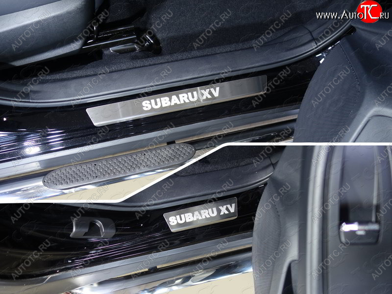 3 999 р. Накладки на пороги, ТСС Тюнинг  Subaru XV  GP/G33 (2012-2016) дорестайлинг (лист шлифованный надпись Subaru XV)  с доставкой в г. Майкоп