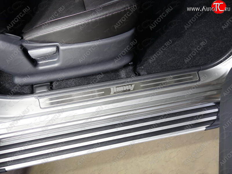 2 599 р. Накладки на пластиковые пороги, ТСС Тюнинг  Suzuki Jimny  JB23/JB43 (2012-2018) 2-ой рестайлинг (лист шлифованный надпись Jimny)  с доставкой в г. Майкоп