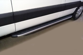 Правый порог алюминиевый с пластиковой накладкой, ТСС Тюнинг Sollers Atlant автобус (2022-2025) (карбон серебро)
