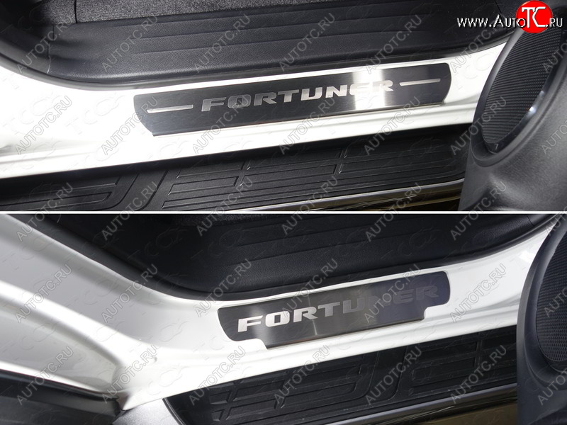 4 999 р. Накладки на пороги, ТСС Тюнинг  Toyota Fortuner  AN160 (2015-2020) дорестайлинг (лист шлифованный надпись Fortuner)  с доставкой в г. Майкоп