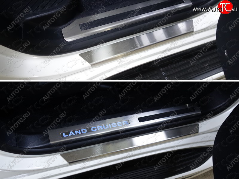2 999 р. Накладки на пороги с гибом, ТСС Тюнинг  Toyota Land Cruiser  200 (2015-2021) 2-ой рестайлинг (лист шлифованный)  с доставкой в г. Майкоп