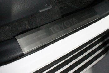 Накладки на пластиковые пороги ТСС Тюнинг Toyota RAV4  XA50 (2018-2025) 5 дв. дорестайлинг (лист шлифованный надпись Toyota)