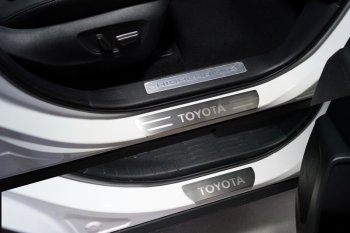 Накладки на пороги, ТСС Тюнинг Toyota Highlander  XU70 (2020-2025) (лист шлифованный надпись Toyota)