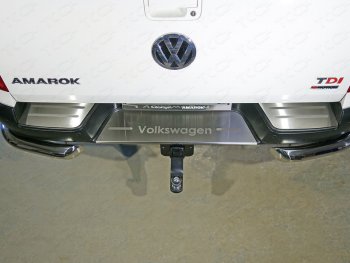 Накладки на задний бампер, ТСС Тюнинг Volkswagen Amarok (2016-2022) рестайлинг (лист шлифованный надпись Volkswagen)