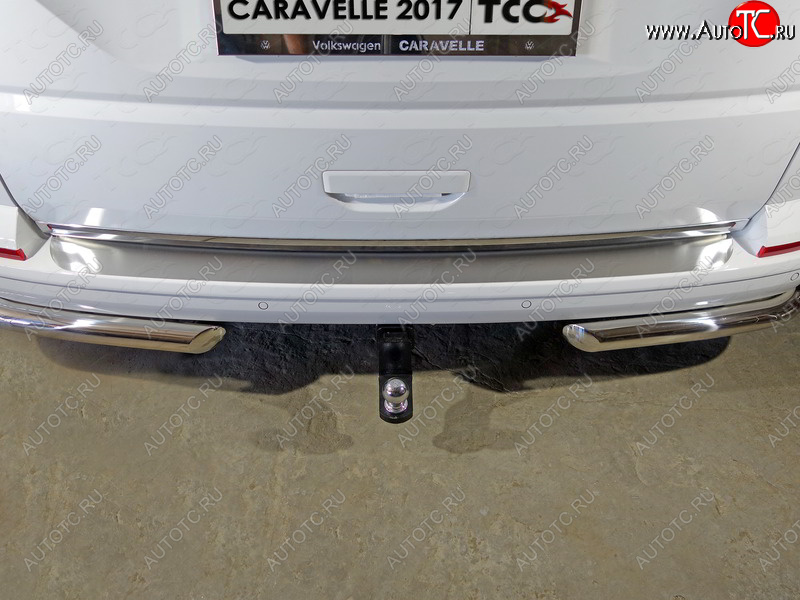 2 999 р. Накладка на задний бампер, ТСС Тюнинг  Volkswagen Caravelle  T6 (2015-2019) дорестайлинг (Лист шлифованный)  с доставкой в г. Майкоп
