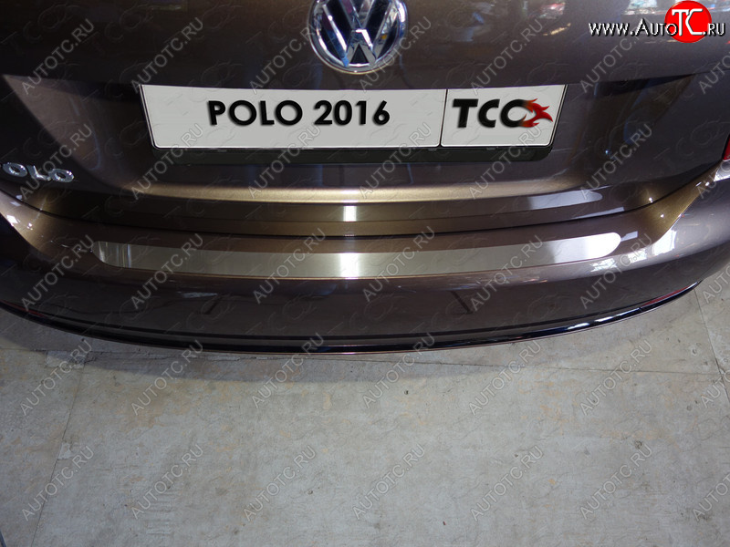 1 199 р. Накладка на задний бампер, ТСС Тюнинг  Volkswagen Polo  5 (2015-2020) седан рестайлинг, хэтчбек рестайлинг (Лист шлифованный)  с доставкой в г. Майкоп