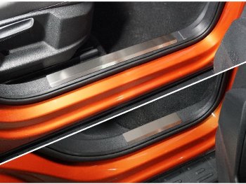 Накладки на пластиковые пороги, ТСС Тюнинг Volkswagen Taos (2020-2022) (лист шлифованный)