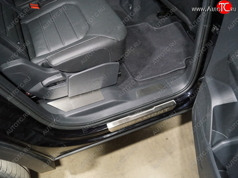 3 999 р. Накладки на пластиковые пороги задние, ТСС Тюнинг  Volkswagen Teramont  CA1 (2016-2020) дорестайлинг (лист шлифованный)  с доставкой в г. Майкоп
