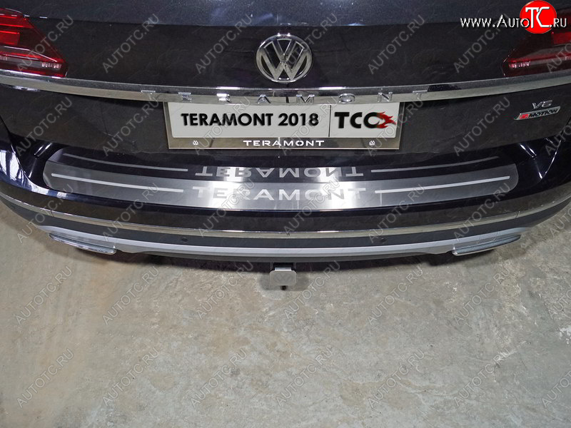 4 999 р. Накладка на задний бампер, ТСС Тюнинг  Volkswagen Teramont  CA1 (2016-2020) дорестайлинг ( лист шлифованный надпись Teramont)  с доставкой в г. Майкоп