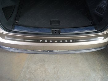 Накладка на задний бампер, ТСС Тюнинг Volkswagen Touareg  CR (2018-2025) (лист шлифованный надпись Touareg)
