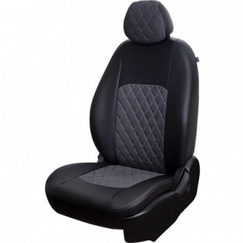 6 199 р. Комплект чехлов сидений Lord Auto(Илана+Алькантара РОМБ)  Chevrolet Aveo ( T200,  T250) (2002-2011) хэтчбек 5 дв, седан, седан рестайлинг, хэтчбек 5 дв рестайлинг (Черный+серый)  с доставкой в г. Майкоп. Увеличить фотографию 2