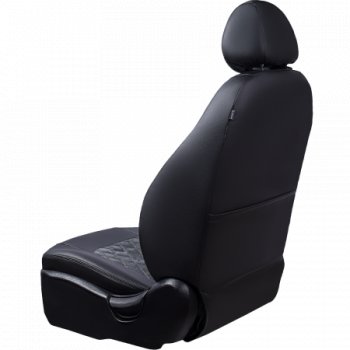6 199 р. Комплект чехлов сидений Lord Auto(Илана+Алькантара РОМБ)  Chevrolet Aveo ( T200,  T250) (2002-2011) хэтчбек 5 дв, седан, седан рестайлинг, хэтчбек 5 дв рестайлинг (Черный+серый)  с доставкой в г. Майкоп. Увеличить фотографию 5