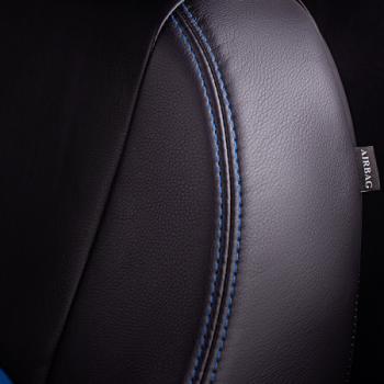 7 299 р. Комплект чехлов для сидений (РЗС 60/40 3Г Илана+Орегон) ТУРИН СТ Lord Autofashion  KIA Soul  SK3 (2018-2022) (черный, вставка синяя, строчка синяя)  с доставкой в г. Майкоп. Увеличить фотографию 6