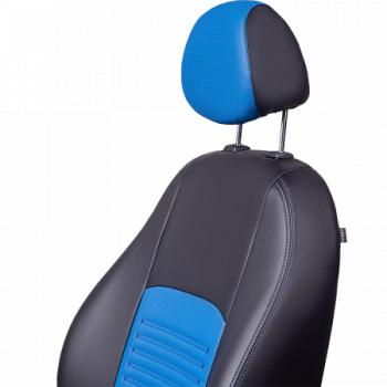 7 299 р. Комплект чехлов для сидений (РЗС 60/40 3Г Илана+Орегон) ТУРИН СТ Lord Autofashion  KIA Soul  SK3 (2018-2022) (черный, вставка синяя, строчка синяя)  с доставкой в г. Майкоп. Увеличить фотографию 3