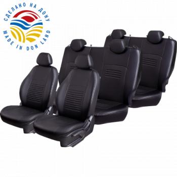 7 749 р. Комплект чехлов для сидений (7 мест Илана+Орегон) ТУРИН СТ Lord Autofashion Nissan Qashqai +2 1 J10 рестайлинг (2010-2014) (черный, вставка черная, строчка черная)  с доставкой в г. Майкоп. Увеличить фотографию 2