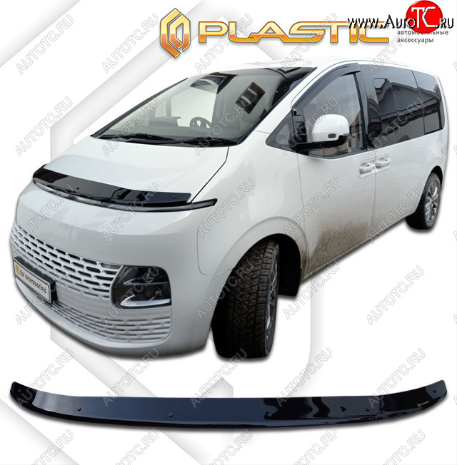 2 079 р. Дефлектор капота CA-Plastic  Hyundai Staria  US4 (2021-2022) (classic черный, без надписи)  с доставкой в г. Майкоп