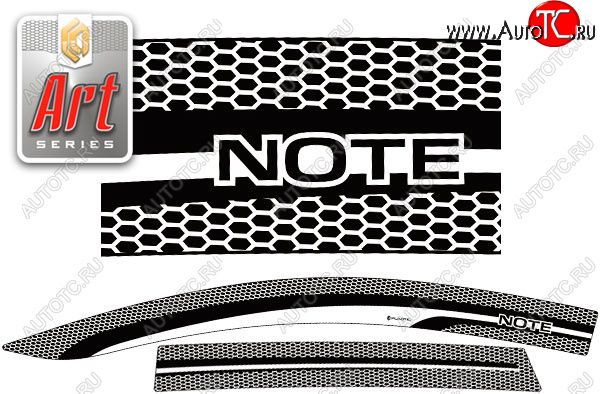 2 199 р. Дефлектора окон CA-Plastic  Nissan Note  1 (2008-2013) E11 рестайлинг (серия Art белая)  с доставкой в г. Майкоп