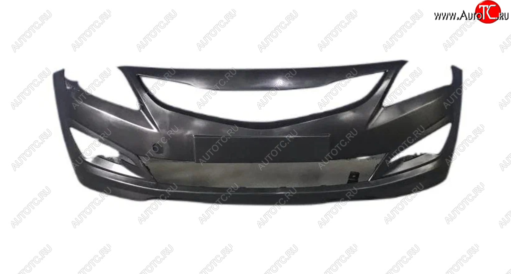 1 579 р. Бампер передний (с отверстиями под ПТФ) GAMMA  Hyundai Solaris  RBr (2014-2017) седан рестайлинг, хэтчбэк рестайлинг (Неокрашенный)  с доставкой в г. Майкоп