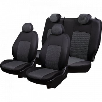 4 949 р. Комплект чехлов для сидений, (РЗС 60/40, 3Г жаккард), ДУБЛИН Lord Autofashion  Chevrolet Aveo ( T200,  T250) (2002-2011) хэтчбек 5 дв, седан, седан рестайлинг (черный, вставка Сеул серая, строчка серая)  с доставкой в г. Майкоп. Увеличить фотографию 5
