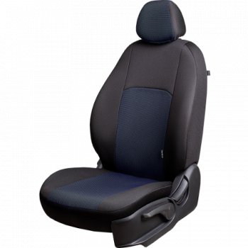Комплект чехлов для сидений (РЗС 40/60 2Г жаккард) Дублин Lord Autofashion Chevrolet Cobalt (2011-2023), Ravon R4 (2016-2020) (черный, вставка Ёж Синяя, строчка черная)