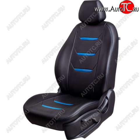 7 999 р. Комплект чехлов для сидений (РЗС 60/40 2П+1Г экокожа) ТУРИН -2 Lord Autofashion  Chevrolet Cruze  J300 (2009-2015) седан дорестайлинг, седан рестайлинг (черный, вставка черный+синий, строчка синяя)  с доставкой в г. Майкоп